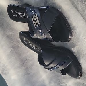 Tuscany Wedge Sandals in Navy, Size 7-1/2W